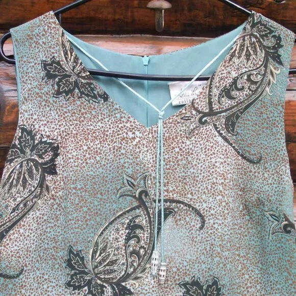 EUC Kathie Lee Sleeveless Beaded Accent Side Slits Fully Lined Maxi Dress SZ M - Picture 3 of 5